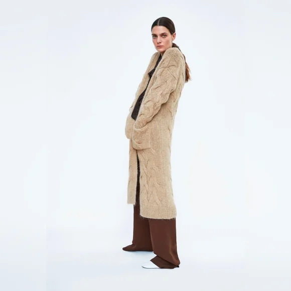 Zara chunky knit cardigan coat - Picture 8 of 12